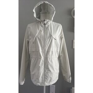 New Balance Women's White Hooded Lined Running Rain Jacket Windbreaker S M